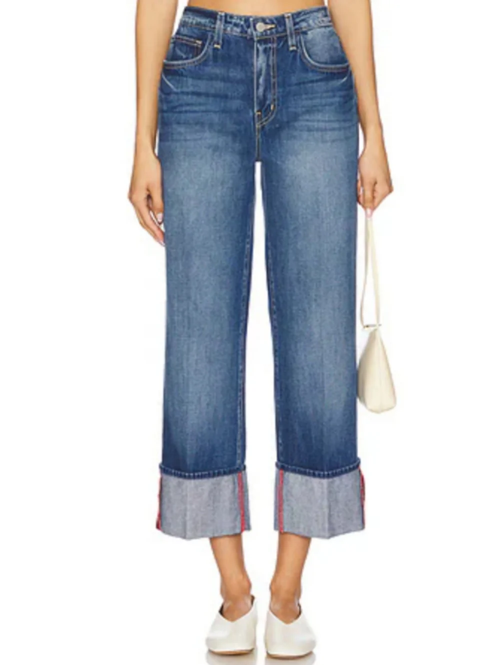 L’AGENCE Wide Leg Jeans Leighton Cropped Cuffed Stovepipe Size 25 NWOT Boho - Picture 11 of 13